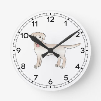 Cream Labrador Retriever Cartoon Dog Illustration Round Clock