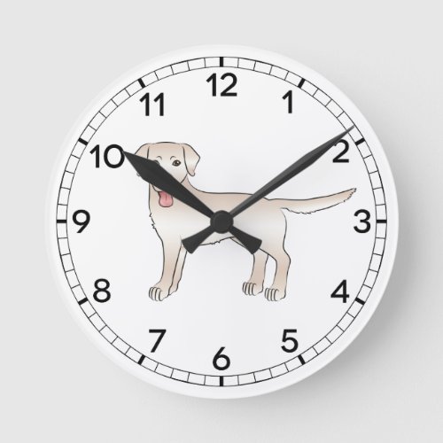 Cream Labrador Retriever Cartoon Dog Illustration Round Clock