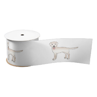 Cream Labrador Retriever Cartoon Dog Illustration Satin Ribbon