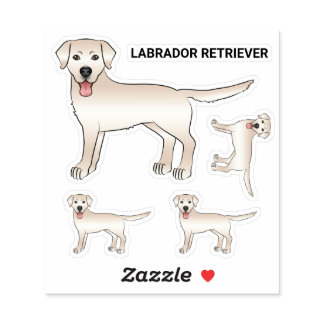 Cream Labrador Retriever Cartoon Dog Illustration Sticker