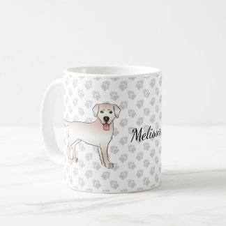 Cream Labrador Retriever Cartoon Dog &amp; Name Coffee Mug