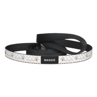 Cream Labrador Retriever Cartoon Dog &amp; Name Pet Leash