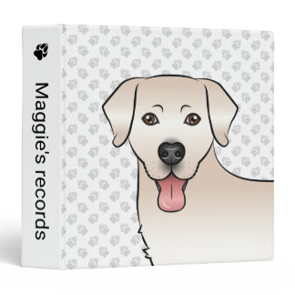 Cream Labrador Retriever Cartoon Dog &amp; Text 3 Ring Binder