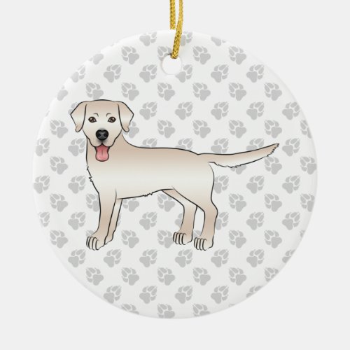 Cream Labrador Retriever Cartoon Dog  Text Ceramic Ornament