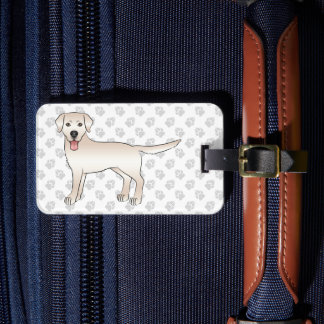 Cream Labrador Retriever Cartoon Dog &amp; Text Luggage Tag