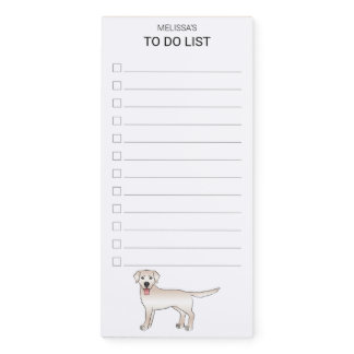 Cream Labrador Retriever Cartoon Dog To Do List Magnetic Notepad