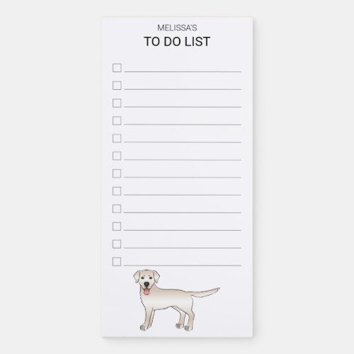 Cream Labrador Retriever Cartoon Dog To Do List Magnetic Notepad