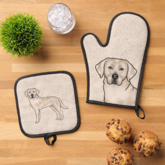 Cream Labrador Retriever Cartoon Lab Dog Art Oven Mitt & Pot Holder Set