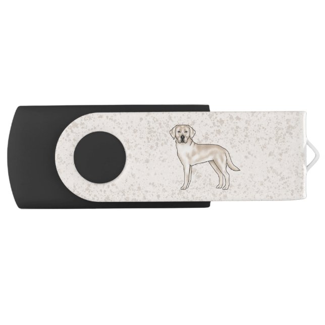 Cream Labrador Retriever Cartoon Lab Dog Drawing Flash Drive (Front)