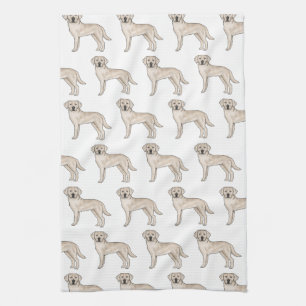 Cream Labrador Retriever Cartoon Lab Dog Pattern Kitchen Towel