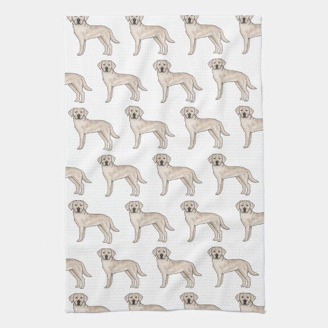 Cream Labrador Retriever Cartoon Lab Dog Pattern Kitchen Towel (Vertical)