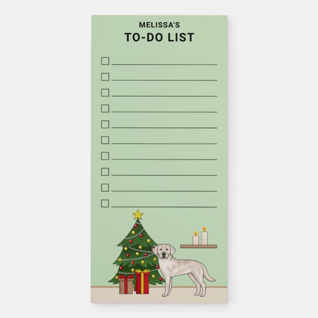 Cream Labrador Retriever Christmas Checklist Magnetic Notepad (Front)
