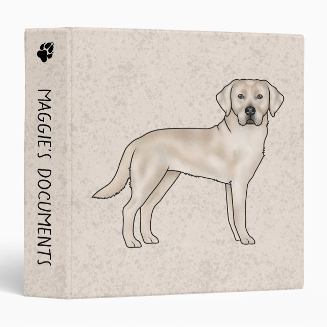Cream Labrador Retriever Cute Cartoon Lab Dog 3 Ring Binder (Front/Spine)