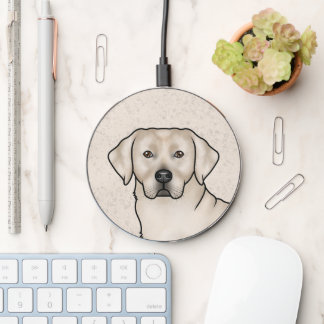 Cream Labrador Retriever Cute Dog Head Portrait Wireless Charger