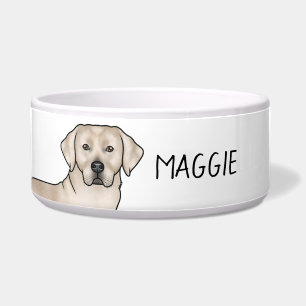 Cream Labrador Retriever Cute Lab Dog Custom Name Bowl