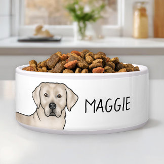 Cream Labrador Retriever Cute Lab Dog Custom Name Bowl