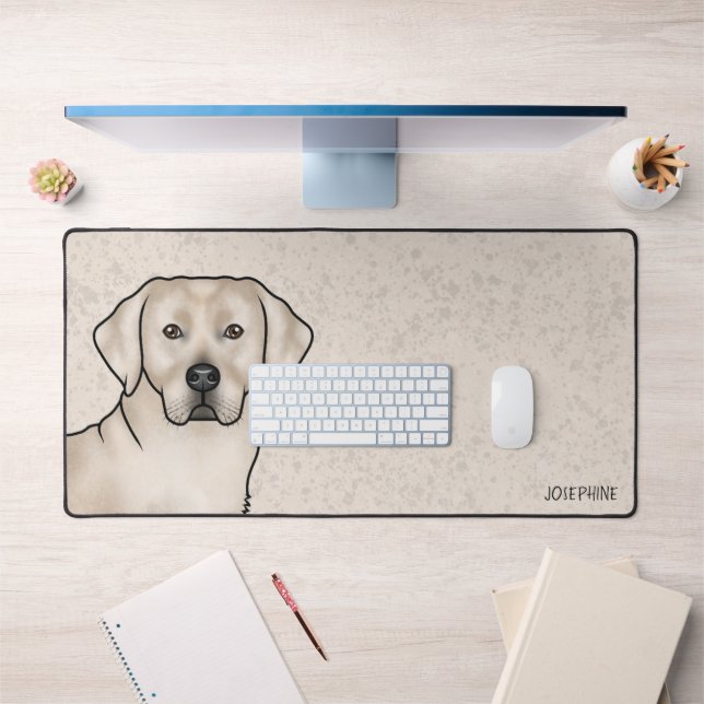 Cream Labrador Retriever Cute Lab Dog Custom Name Desk Mat (Office 1)