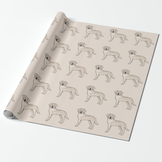 Cream Labrador Retriever Cute Lab Dog Pattern Wrapping Paper (Unrolled)