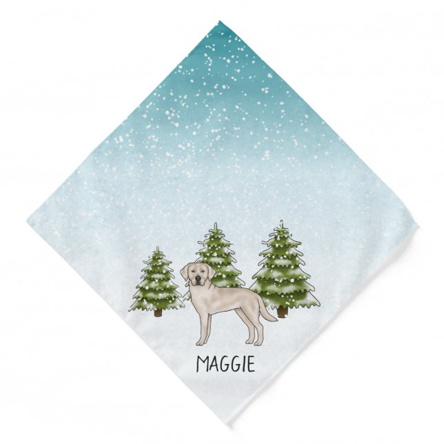 Cream Labrador Retriever Dog Christmas Custom Name Bandana (Front)