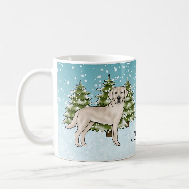 Cream Labrador Retriever Dog Christmas Custom Name Coffee Mug (Left)