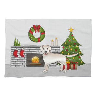 Cream Labrador Retriever - Festive Christmas Room Kitchen Towel