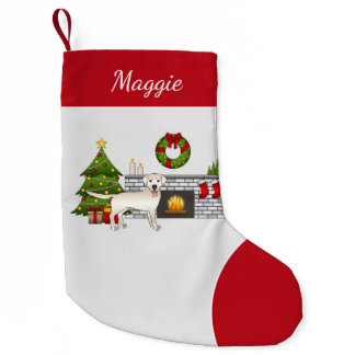 Cream Labrador Retriever - Festive Christmas Room Small Christmas Stocking