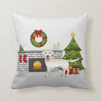 Cream Labrador Retriever - Festive Christmas Room Throw Pillow