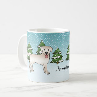 Cream Labrador Retriever In A Winter Forest &amp; Name Coffee Mug