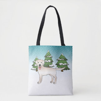 Cream Labrador Retriever In A Winter Forest Tote Bag