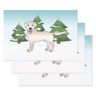 Cream Labrador Retriever In A Winter Forest Wrapping Paper Sheets