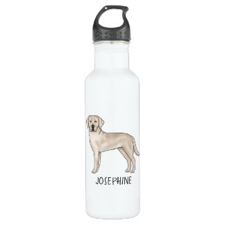 Cream Labrador Retriever Lab Art Custom Name Stainless Steel Water Bottle