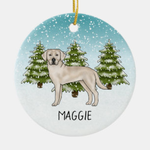 Cream Labrador Retriever Lab Custom Name Christmas Ceramic Ornament