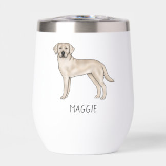 Cream Labrador Retriever Lab Dog Art Custom Name Thermal Wine Tumbler