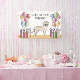 Cream Labrador Retriever Lab Dog Colorful Birthday Banner