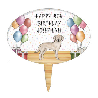 Cream Labrador Retriever Lab Dog Colorful Birthday Cake Topper