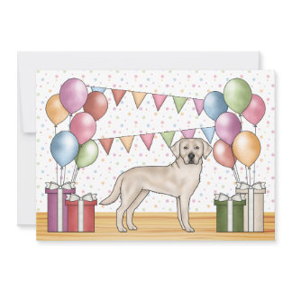 Cream Labrador Retriever Lab Dog Colorful Birthday Invitation