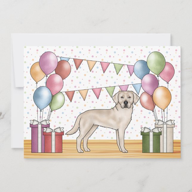 Cream Labrador Retriever Lab Dog Colorful Birthday Invitation (Front)
