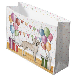 Cream Labrador Retriever Lab Dog Colorful Birthday Large Gift Bag