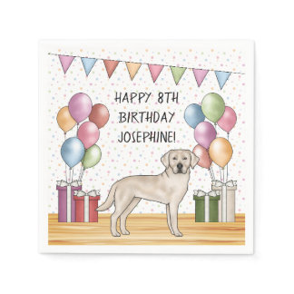 Cream Labrador Retriever Lab Dog Colorful Birthday Napkins