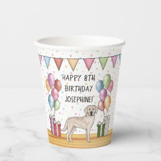 Cream Labrador Retriever Lab Dog Colorful Birthday Paper Cups