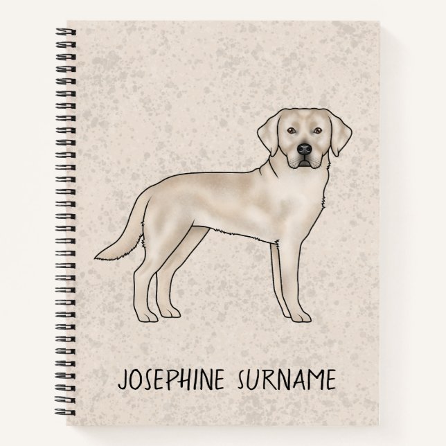 Cream Labrador Retriever Lab Dog Custom Name Notebook (Front)