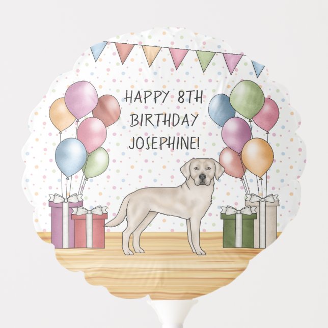 Cream Labrador Retriever Lab Dog Happy Birthday Balloon (Front)