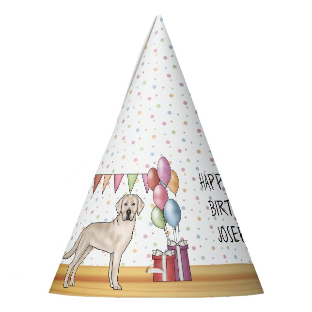 Cream Labrador Retriever Lab Dog Happy Birthday Party Hat (Left)