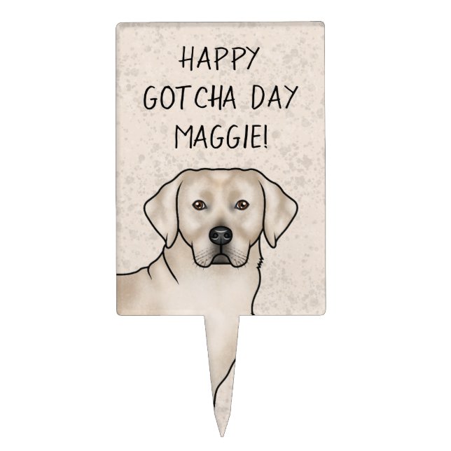 Cream Labrador Retriever Lab Dog Happy Gotcha Day Cake Topper (Front)