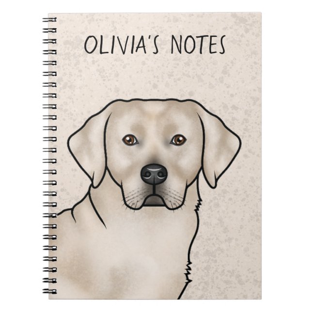 Cream Labrador Retriever Lab Dog Head And Name Notebook (Front)