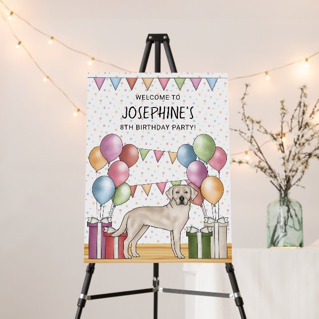 Cream Labrador Retriever Pastel Birthday Welcome Foam Board (In Situ (Stand))