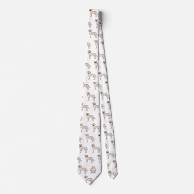 Cream Labrador Retriever Pattern Custom Monogram Neck Tie (Front)