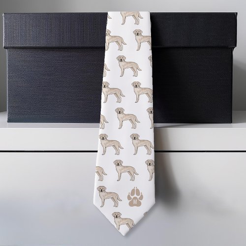 Cream Labrador Retriever Pattern Custom Monogram Neck Tie