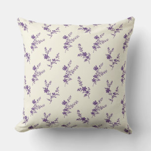 Cream & Lavender Blooms Throw Pillow