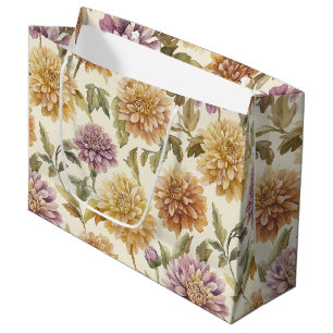 Cream Lavender Yellow Flowers Birthday Large Gift Bag